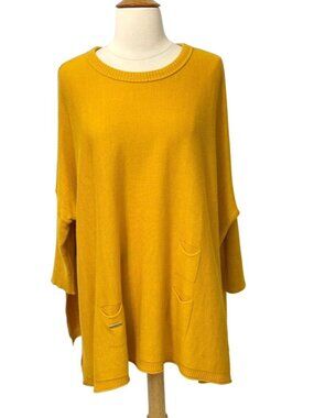 Mersea Catalina Travel Sweater Boxy Oversized Lagenlook Mustard Yellow One Size